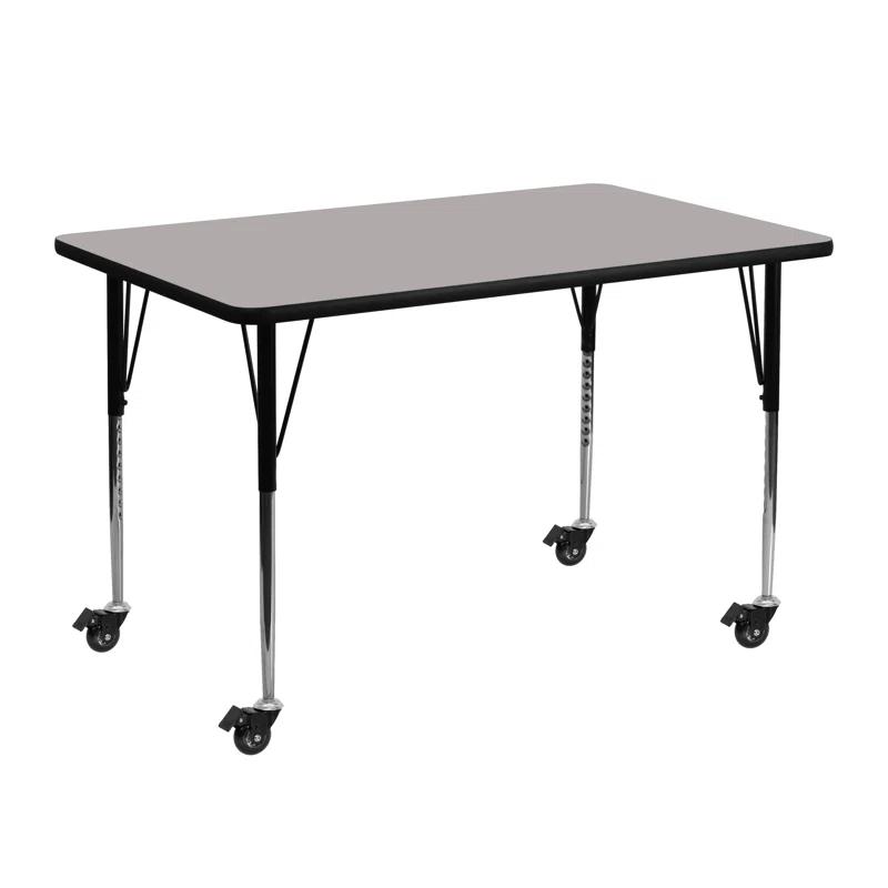 Flash Furniture Goddard Mobile 24''W x 48''L Rectangular HP Laminate Activity Table - Adjustable Legs