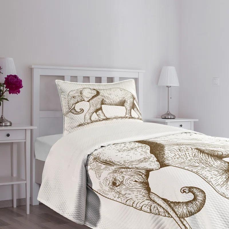 Ambesonne Ambesonne African Bedspread Set Savannah Wild Animals Art White and Brown