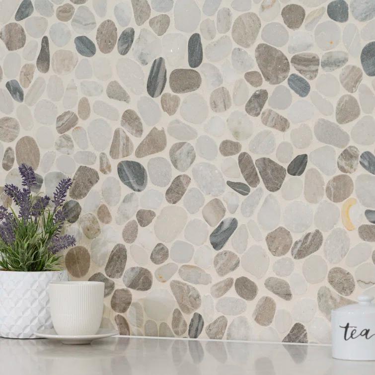 Ackland 12" x 12" Natural Stone Pebbles/Rocks Mosaic Floor & Wall Tile