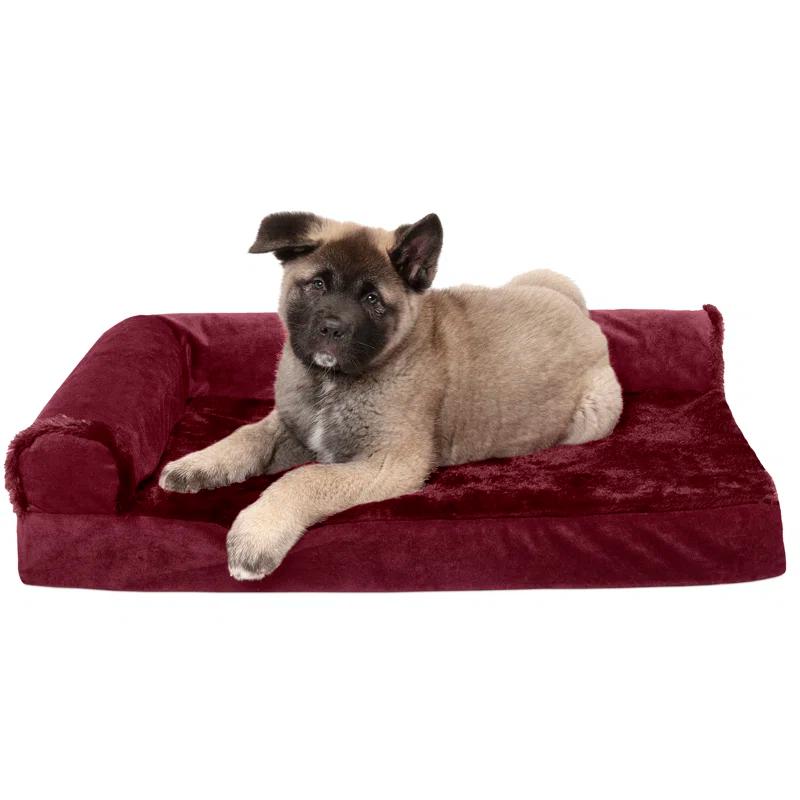 FurHaven Plush & Velvet Deluxe L-Chaise Orthopedic Pet Bed