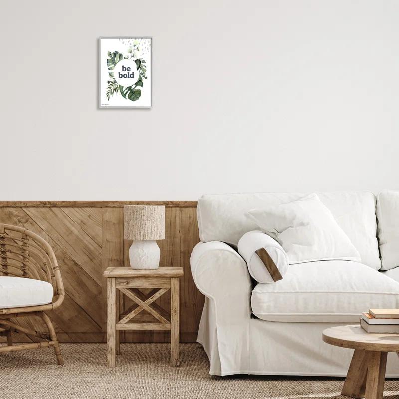 Stupell Industries " Be Bold Phrase Text Botanical Leaf Border Motif " by Valerie Wieners