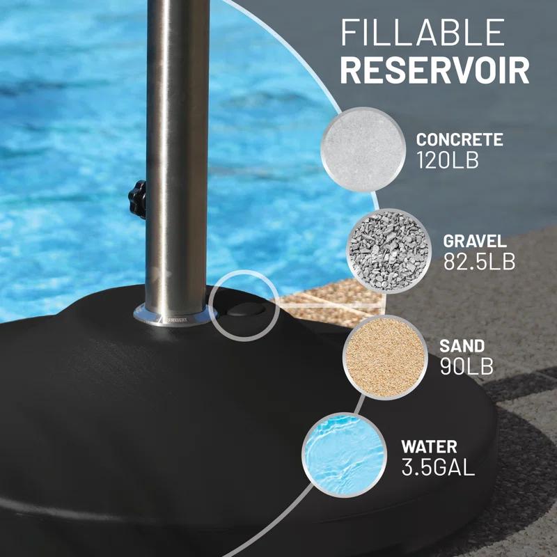 US Weight Fillable 120lb Capacity Free Standing Patio Umbrella Base