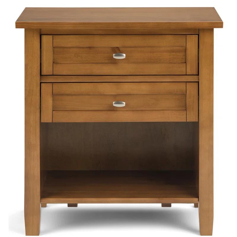 Simpli Home Warm Shaker 24"W Solid Wood Bedside Table with Two Drawers