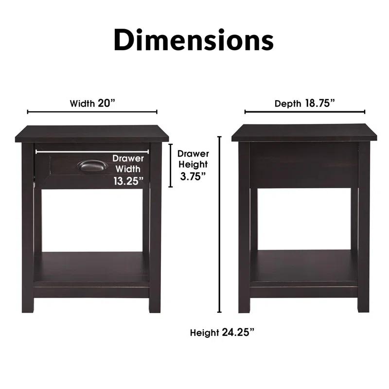 ClickDecor Bailey Wood 1-Drawer End Table