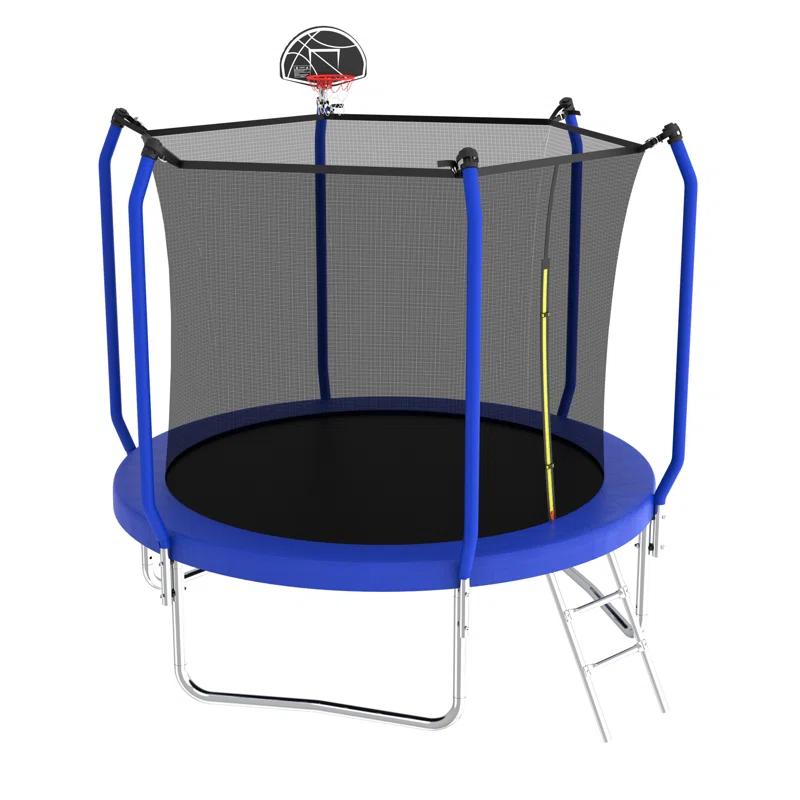 wendeway 10FT Trampoline With Basketball Hoop,  ASTM Approved Reinforced Type Outdoor Trampoline With Enclosure Net