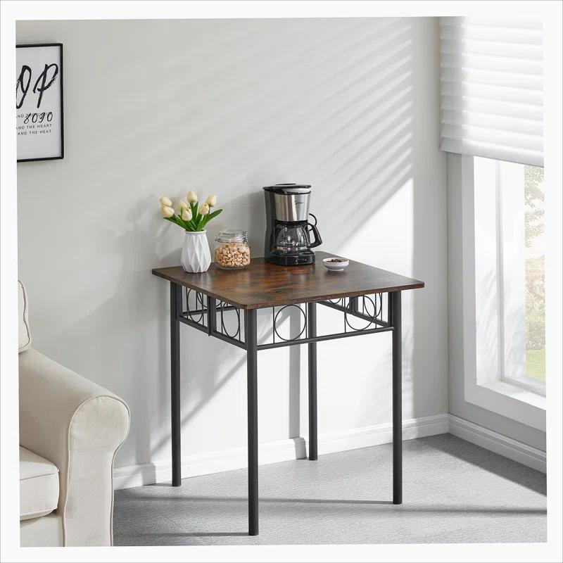 Kitchen Dining Room Table, Iron Wood Square Table for Kitchen Dining Room Furniture