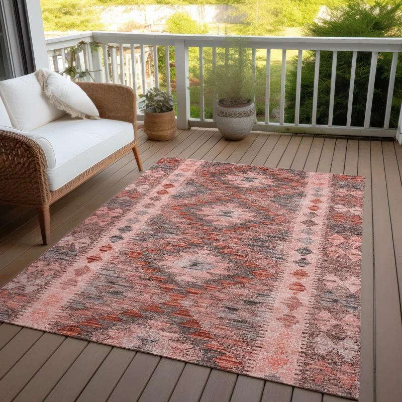 Machine Washable Indoor/Outdoor Claudian ACN1226 Terracotta Rug