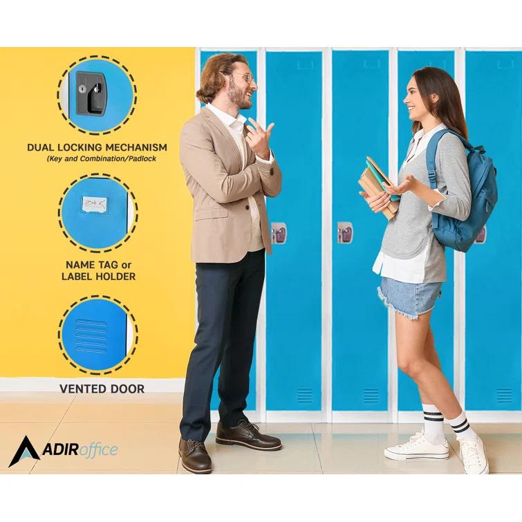 AdirOffice 12'' Wide Steel 1-Tier School and Gym Locker (Set of 4)