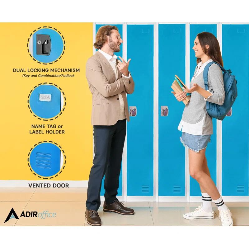 AdirOffice 12'' Wide Steel 1-Tier School and Gym Locker (Set of 4)
