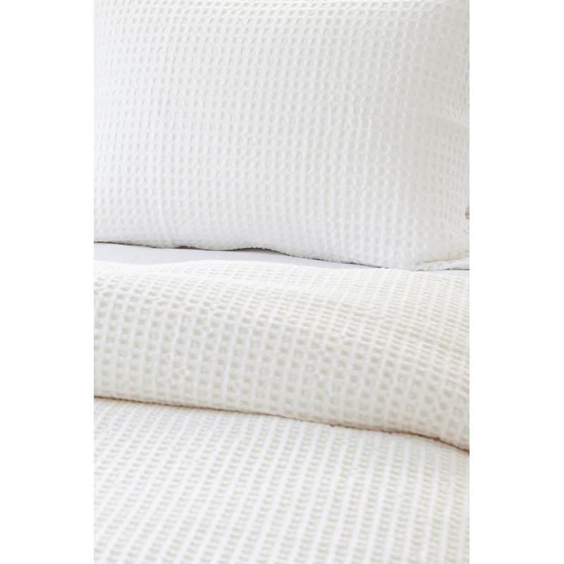 Zuma Cotton Waffle Weave Blanket by Pom Pom at Home - Cream / Queen