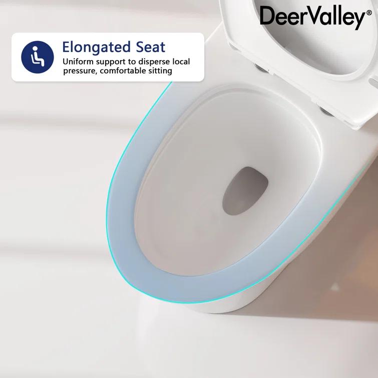 DeerValley Ally Dual-Flush Elongated One-Piece Toilet with Glazed Surface Modern Toilet with Comfort Seat Height  (Seat Included) DV-1F52816