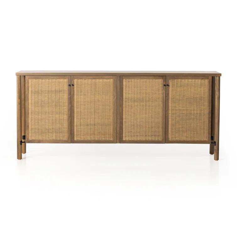 Veta 74" Taupe Cane and Wood Credenza