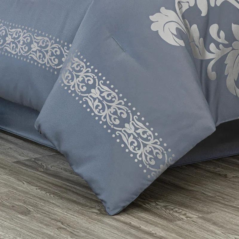 Chezmoi Collection Royale Jacquard Floral 7 Piece Comforter Set