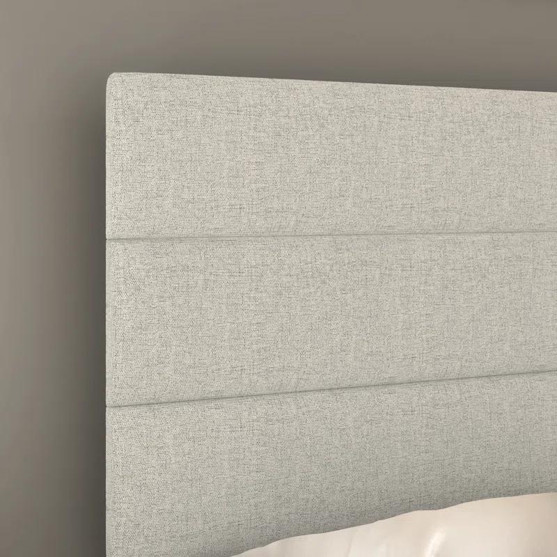 Boyd Sleep Ravenna Upholstered Linen Tri-Panel Channel Adjustable Height Headboard Platform Bed Frame