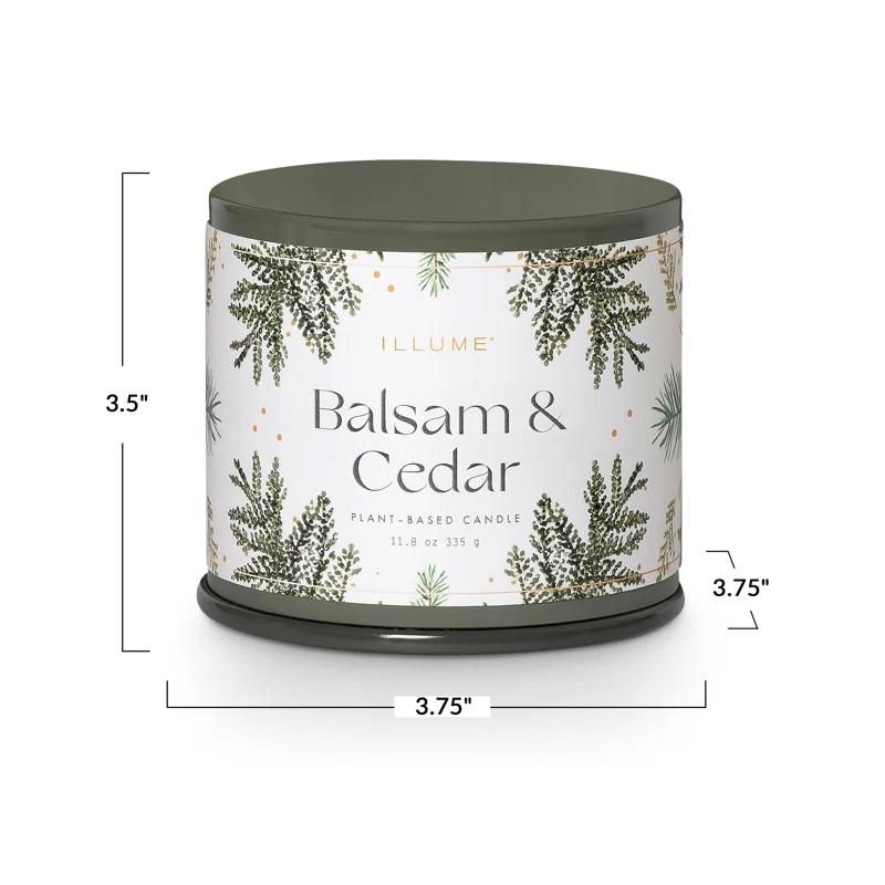 ILLUME Noble Holiday Balsam & Cedar Large Crackle Glass Candle