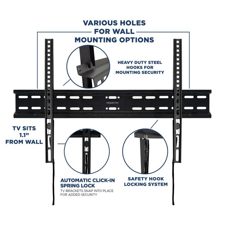Mount-it Black Fixed Wall Mount for Holds up to 77 lbs