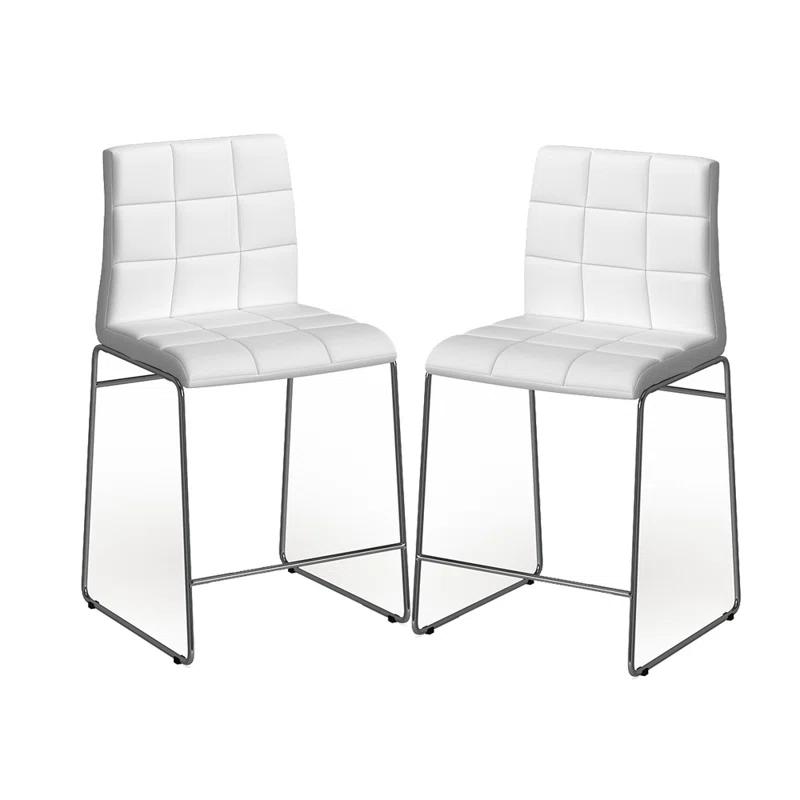 Orren Ellis Set Of 2 Leatherette Upholstered Counter Hight Chair In White (Set of 2)