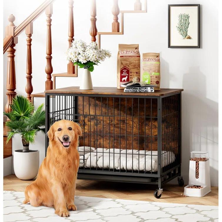 Tucker Murphy Pet™ Dog Crate Furniture, Removable Tray And Wheels