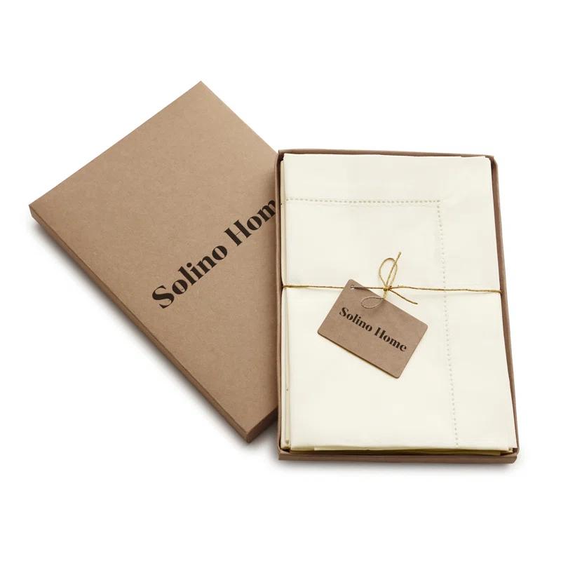 Solino Home Cotton Linen Hemstitch Dinner Napkins (Set of 4)