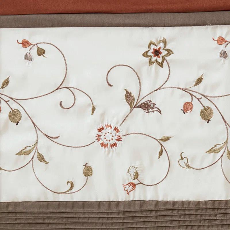 Madison Park Serene Floral Embroidered 50'' W Single Window Valance
