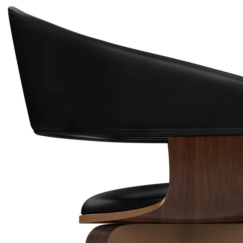Simpli Home Lowell Bentwood Upholstered Dining Chair with Curved Backrest in Mid-Century Modern Style