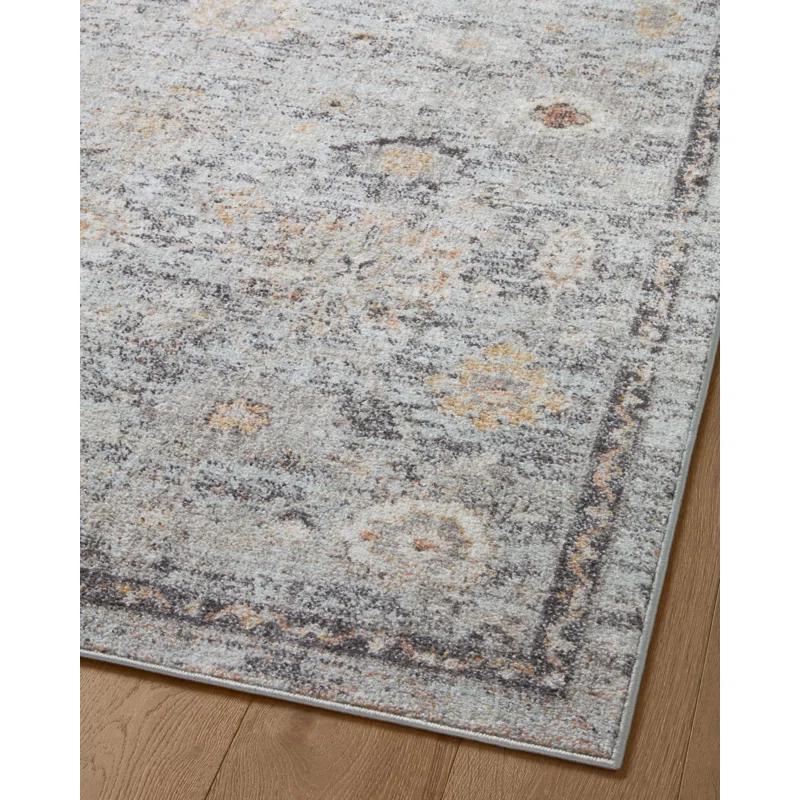 Loloi II Floral Machine Made Power Loomed Polypropylene Area Rug in Gray