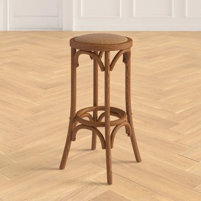 Dovecove Fredericksburg Round Rattan Seat Counter Stool with Solid Wood Frame
