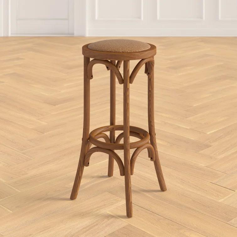 Dovecove Fredericksburg Round Rattan Seat Counter Stool with Solid Wood Frame