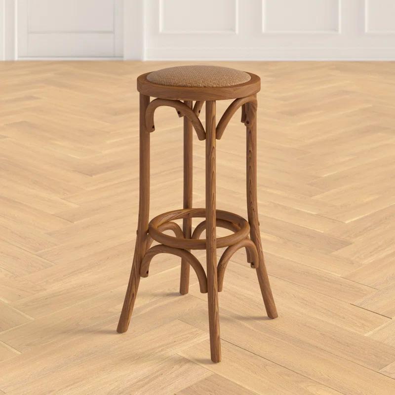 Dovecove Rae 24" Round Rattan Seat Counter Stool with Solid Wood Frame