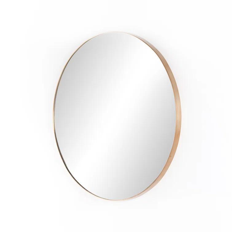 47" Polished Brass Round Wall Mirror with Aluminum Frame