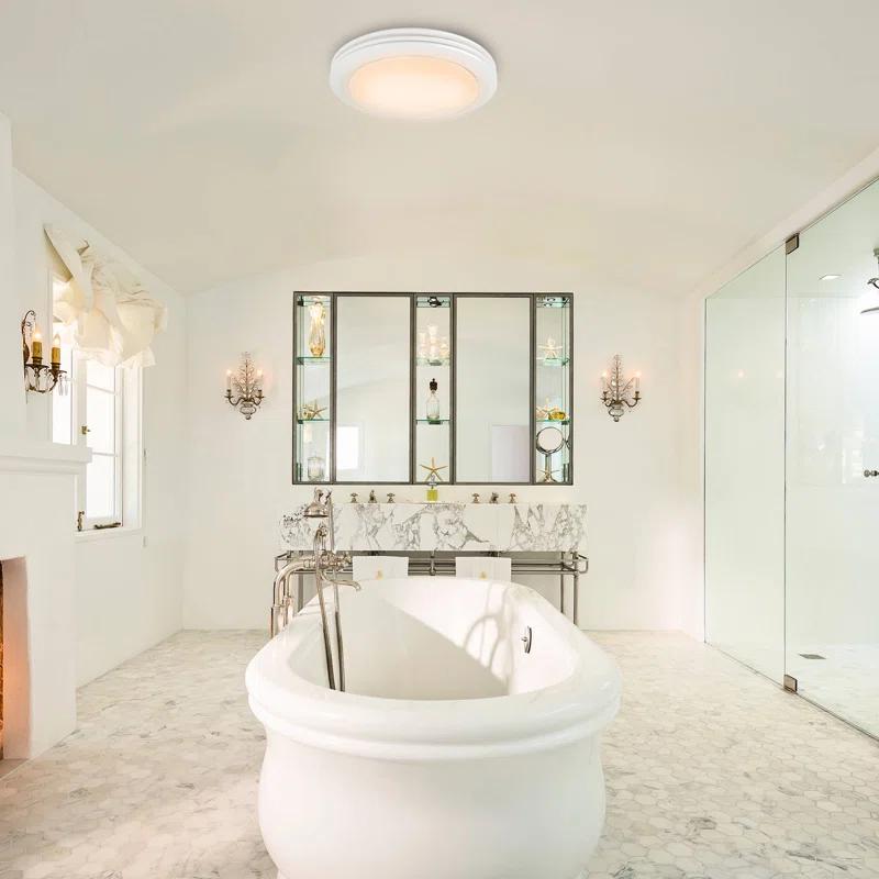 Akicon AK1480-SW 80 CFM Bathroom Fan with LED Light Round Ceiling Exhaust Ventilation Fan