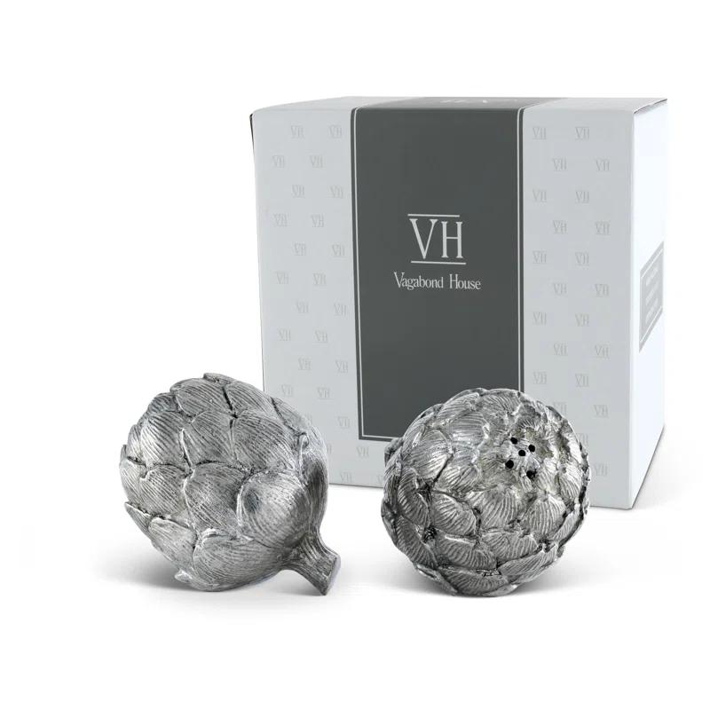 Vagabond House Farmer's Market Pewter Artichoke Salt and Pepper Shaker Set