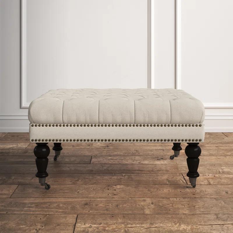 Kelly Clarkson Home Landis 35" Nailhead Trim Tufted Upholstered Ottoman