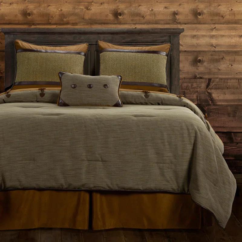 Paseo Road by HiEnd Accents Highland Lodge Olive/Brown Jacquard Rustic Cabin Lodge Comforter Set