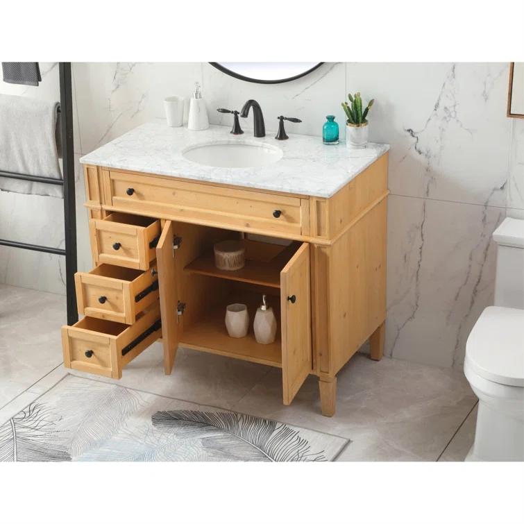 Rivers 40" Free-Standing Single Bathroom Vanity Set with Marble Vanity Top