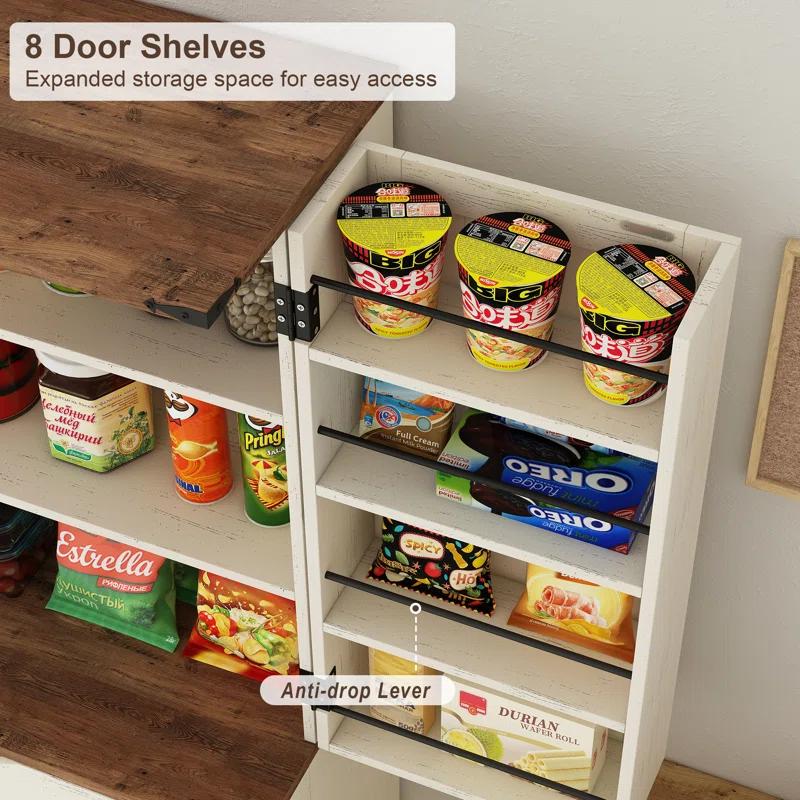 72'' Kitchen Storage Pantry Cabinet, Tall Deajah With 8 Door Shelves, 2 Cabinets And 1 Drawer, Freestanding Cupboard For Kitchen, Dining Room, Bathroom, Laundry