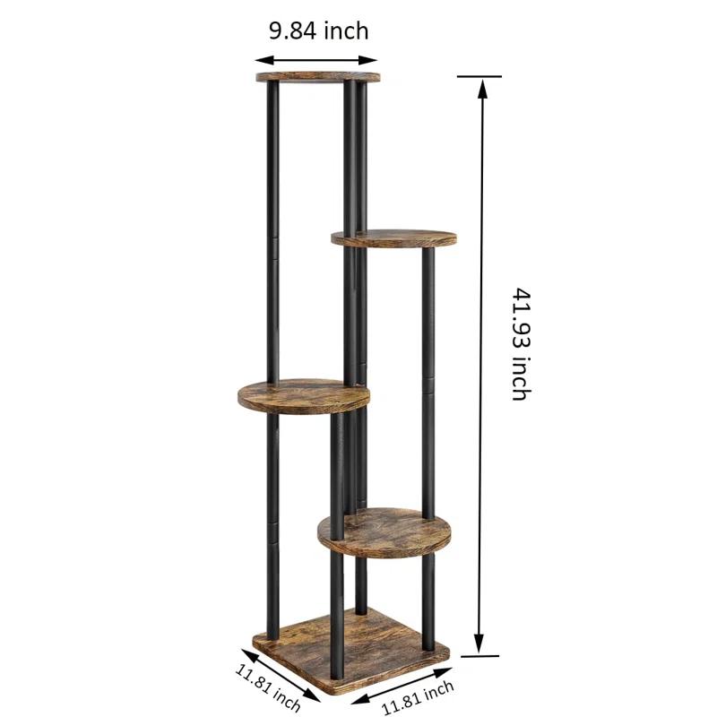 Arlmont & Co. Plant Stand Indoor 5 Tier Metal Plant Shelf for Multiple Plants Corner Tall Flower Holders for Living Room Balcony Bedroom Patio Garden