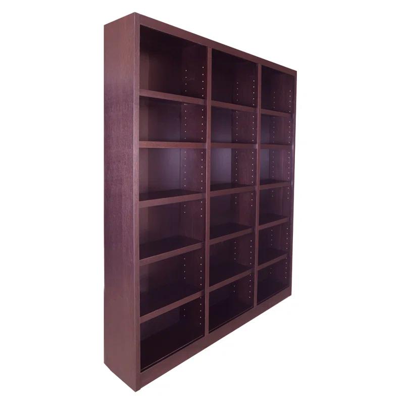 Winston Porter Aliette Triple Wide Wood Bookcase, 18 Bookshelf, 84 inch Tall Storage and Display Bookshelf for Home Office and Living Room