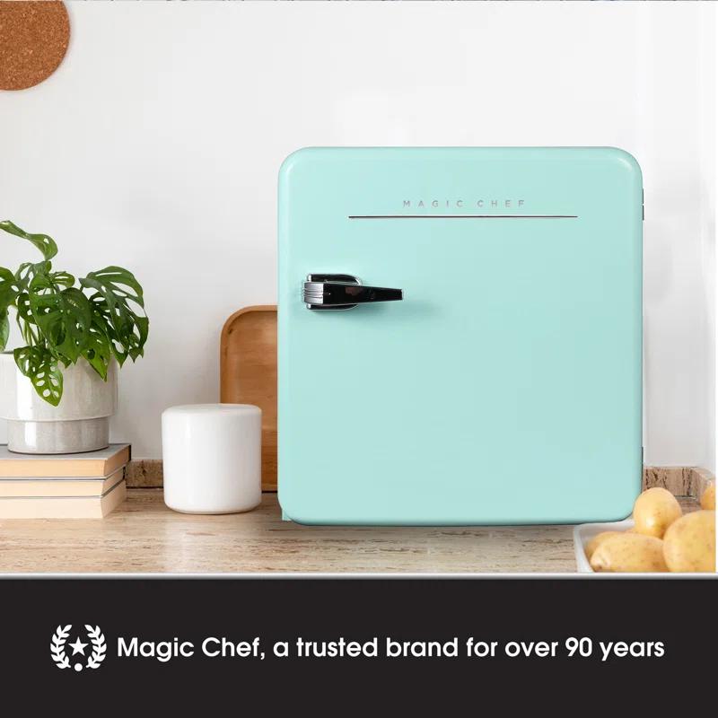 Magic Chef Magic Chef 1.6 Cubic Feet Retro Style Mini Fridge with Interior LED Light, Mint