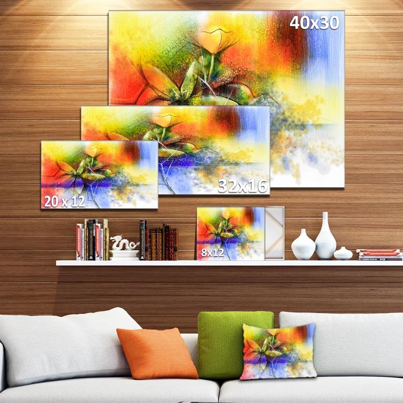 Design Art Abstract Colorful Flower Fusion Large Flower Graphic Art on Wrapped Canvas | Wayfair