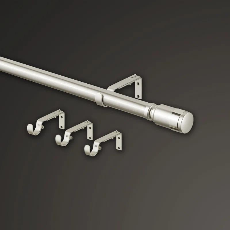 MODE Mode Premium Collection 1 1/8 in Diameter Curtain Rod, Cylinder Finials and Steel Wall Mounted Adjustable Rod