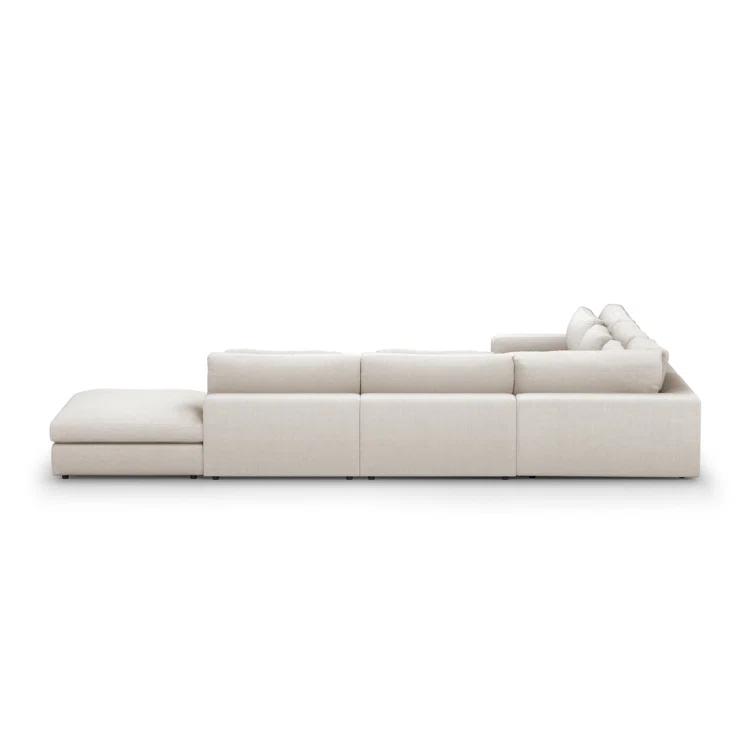 Cresswell Corner Sectional Sofa - Off White / 5-Piece / Left-Facing with Ottoman