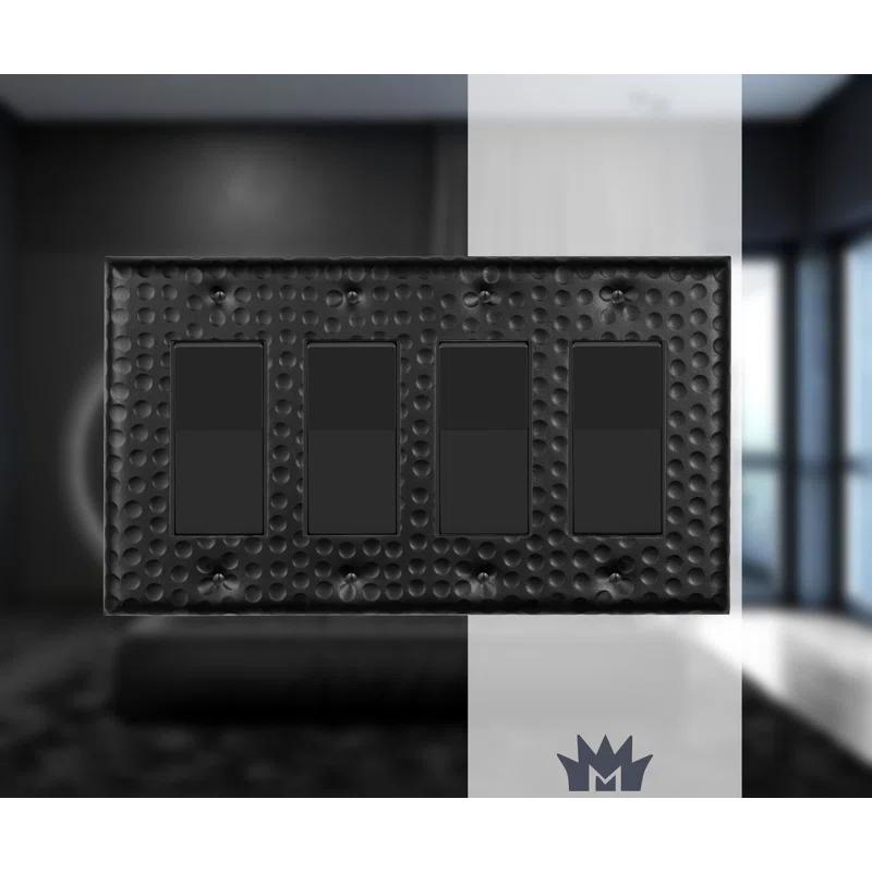 Monarch Abode Hand Hammered 4-Gang Rocker Light Switch Standard Wall Plate