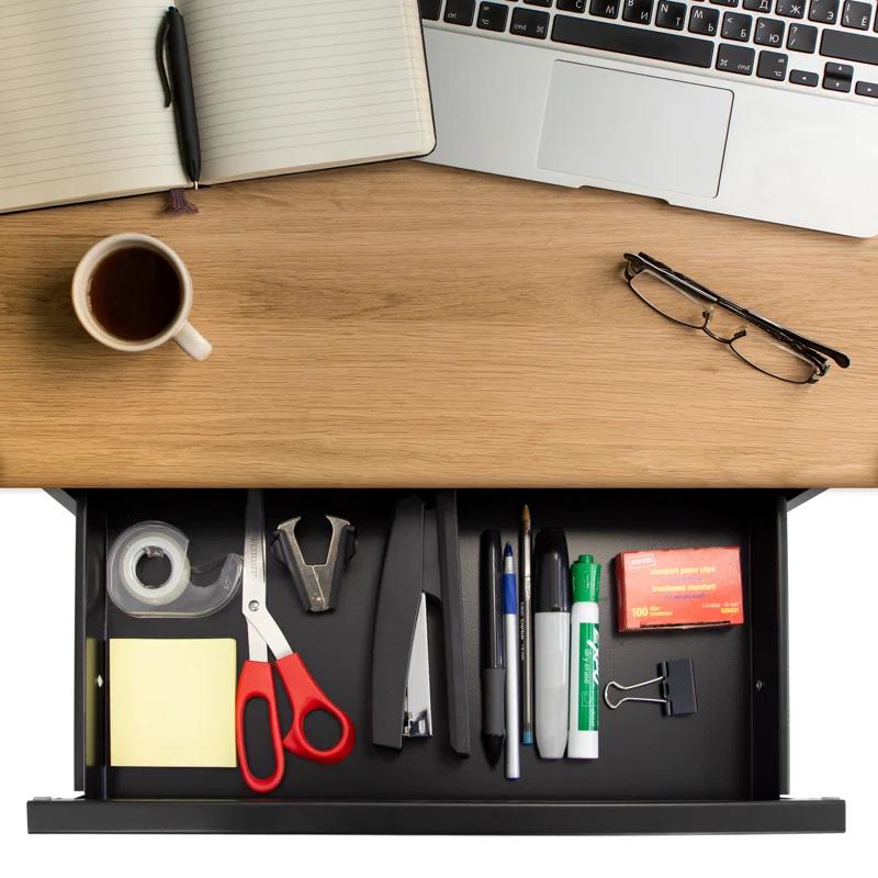 Mount-It! Under Desk Pull-Out Drawer Kit With Smooth Sliding Track | Office Storage Organizer | Mounts To Desktops Tables And Workbenches Over 0.71 Inches Thick | Matte Black