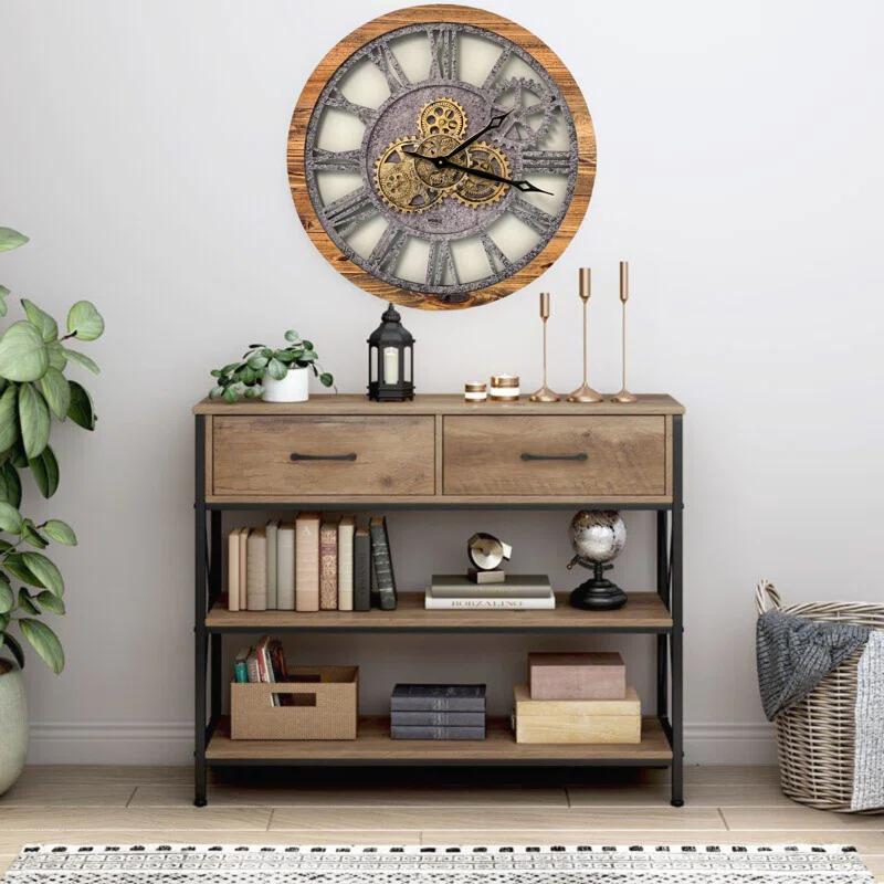 The Gears Clock Wall Clock 24" Round Oversized for Living Room decor with Real Moving Gears America Collection