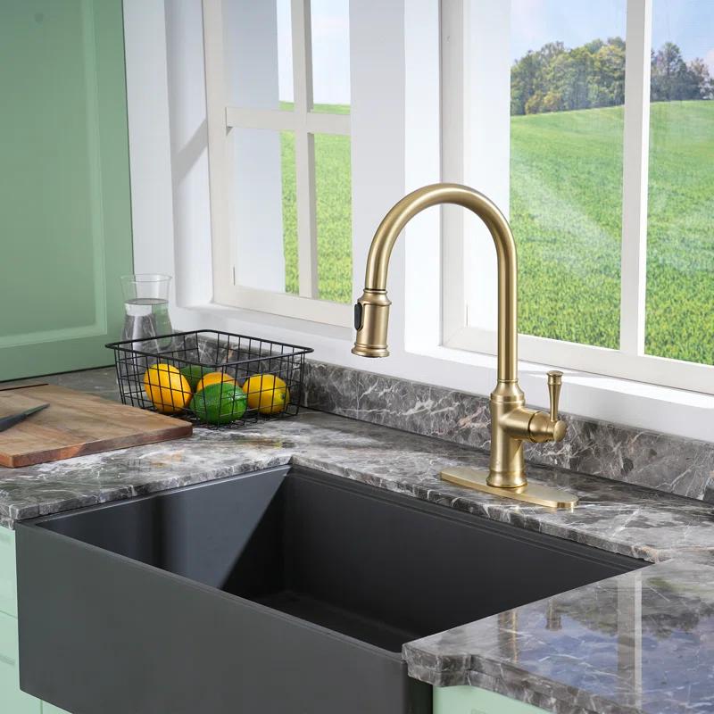CASAINC 1.8 GPM Single-Handle Pull-Down Kitchen Faucet Single Hole Faucet
