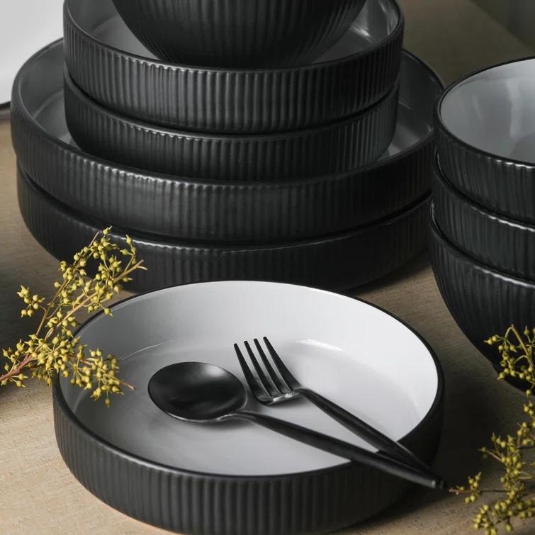 Christian Siriano Christian Siriano Larosso 12-Piece Dinnerware Set with Dinner Bowls and Pasta Bowls, Stoneware