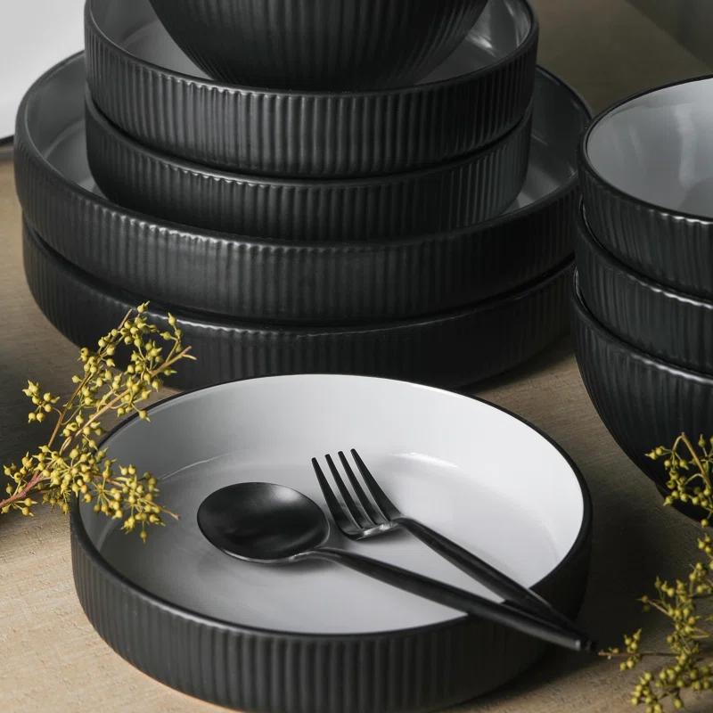 Christian Siriano Christian Siriano Larosso 12-Piece Dinnerware Set with Dinner Bowls and Pasta Bowls, Stoneware