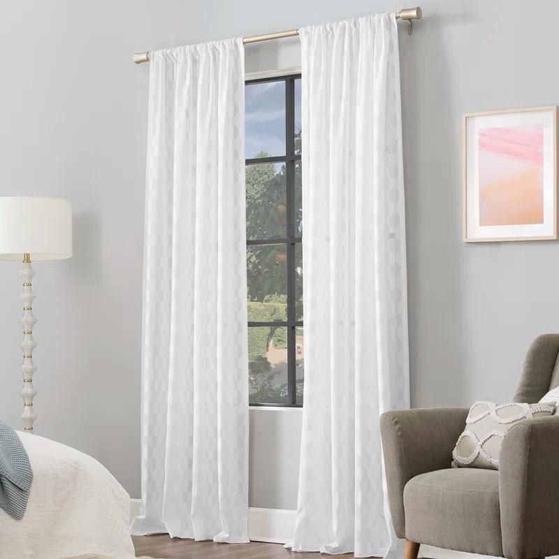 Scott Living Scott Living Verge Geometric Clipped Jacquard Semi-Sheer Rod Pocket Curtain Panel