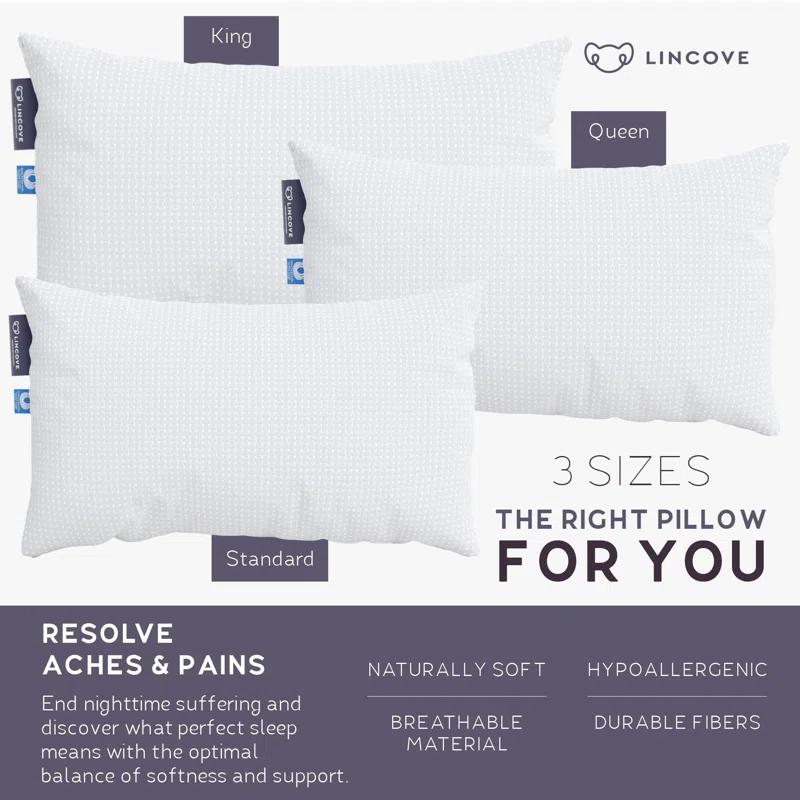 Lincove® Lincove Rayon From Bamboo Pillow - Hotel Quality, Soft for Stomach Sleepers, 1 Pack